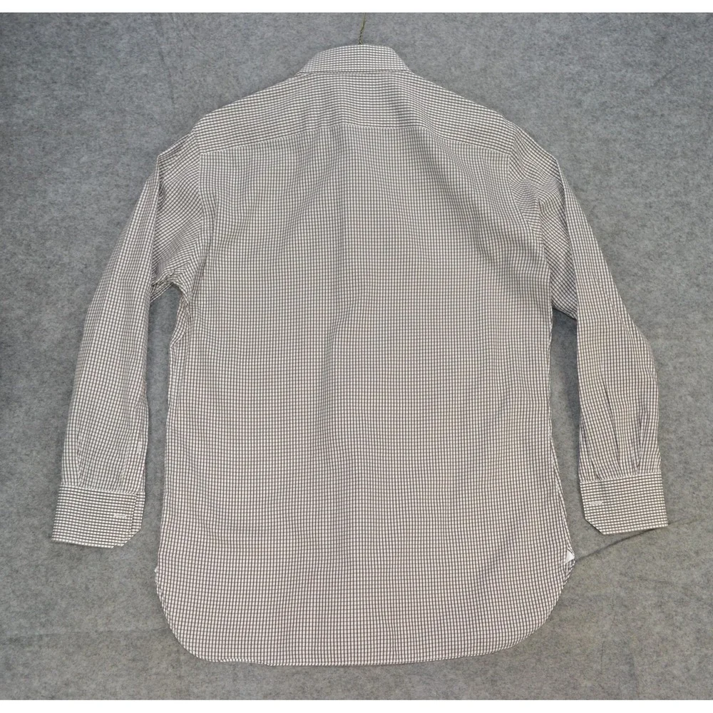 Ermenegildo Zegna‎ Shirt Mens 16 41 Brown Check Long Sleeve Button Front